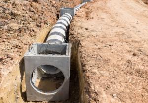Plumbing being installed underground.