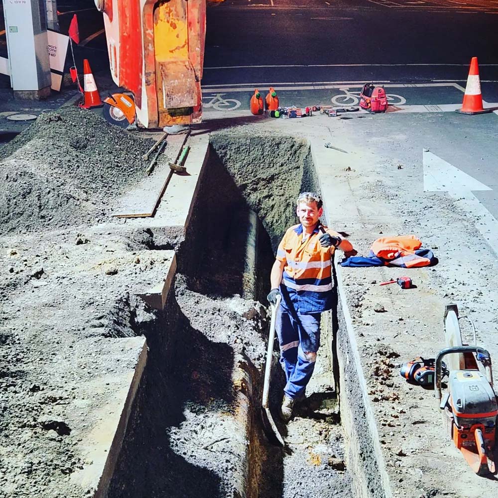 Civil plumbers and Barwon Water upgrading water mains in Ryrie Street in Geelong